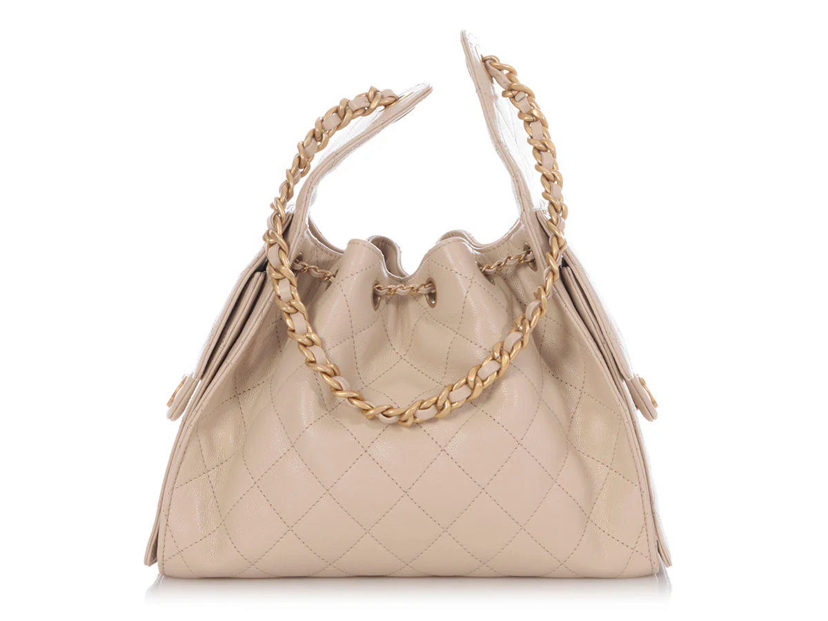 Chanel Small Beige Quilted Calfskin 25 Bag - Image 5
