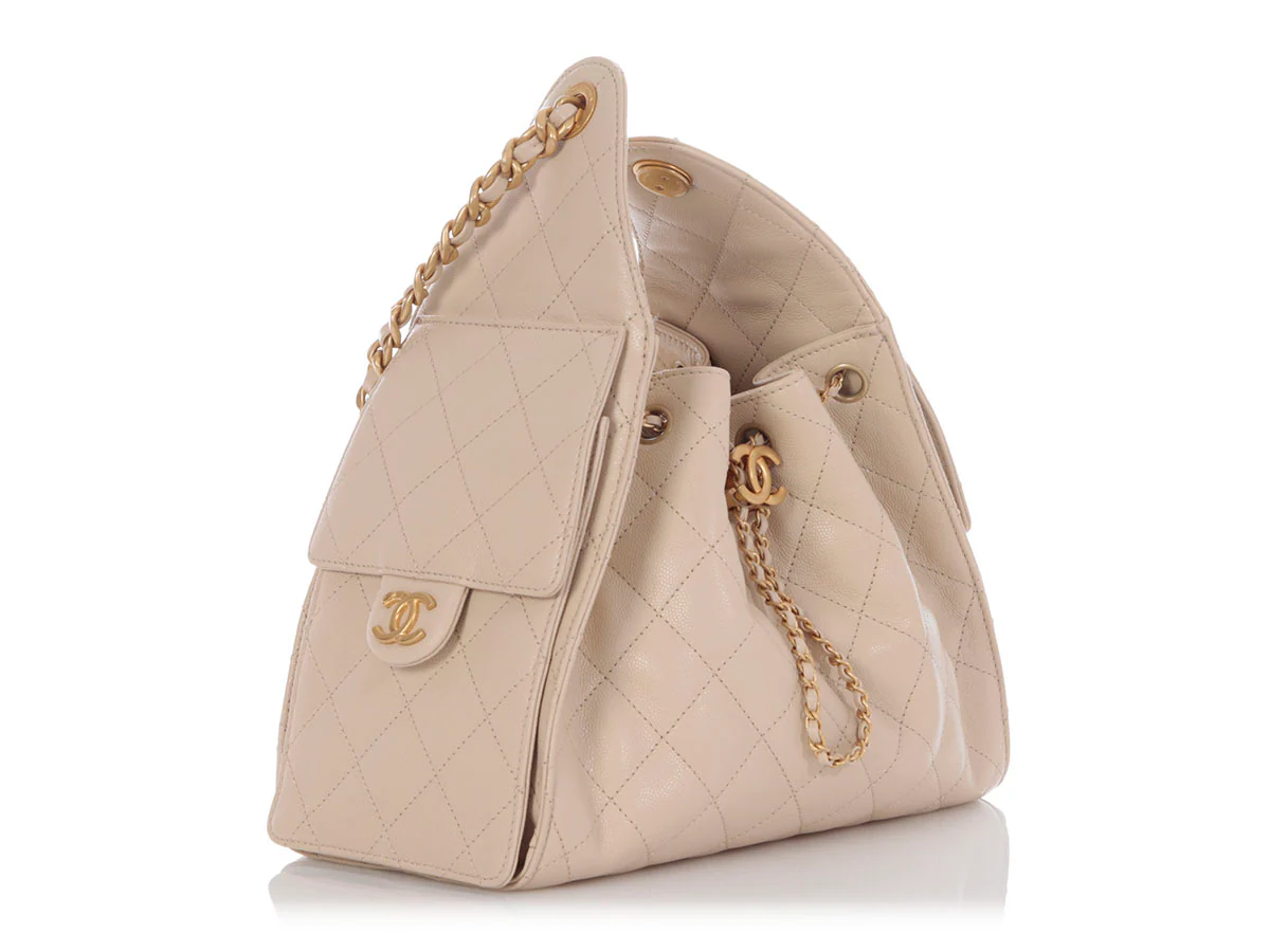 Chanel Small Beige Quilted Calfskin 25 Bag - Image 6