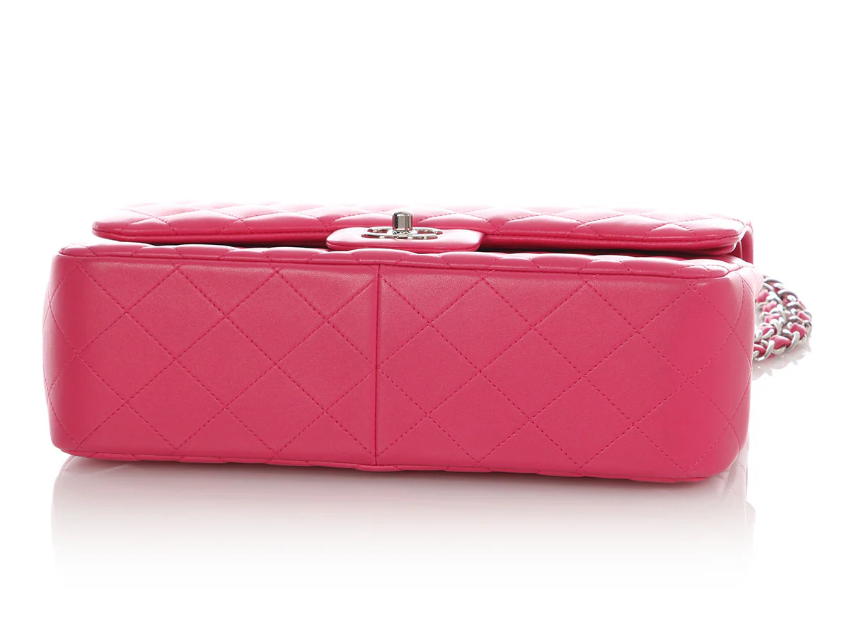 Chanel Jumbo Pink Quilted Lambskin Classic Double Flap - Image 7