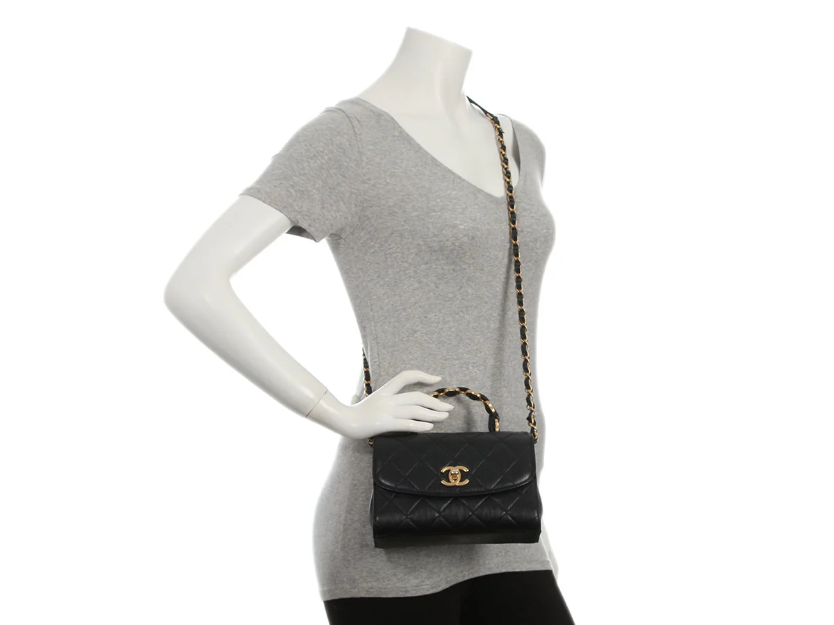 Chanel Mini Black Quilted Calfskin Top Handle Flap - Image 10