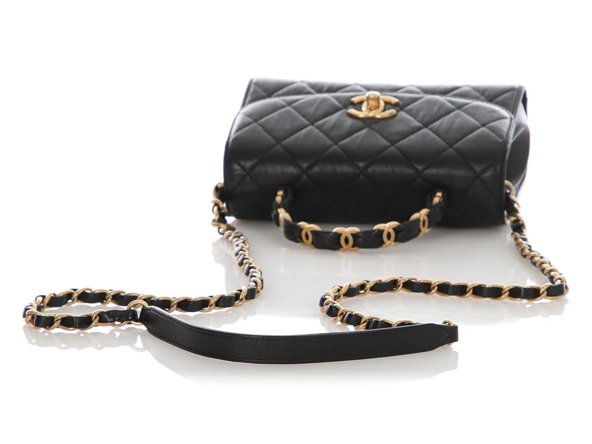 Chanel Mini Black Quilted Calfskin Top Handle Flap - Image 8