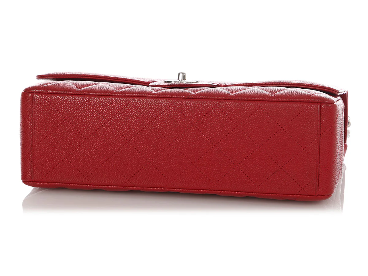 Chanel Maxi Red Quilted Caviar Classic Single Flap - Image 7