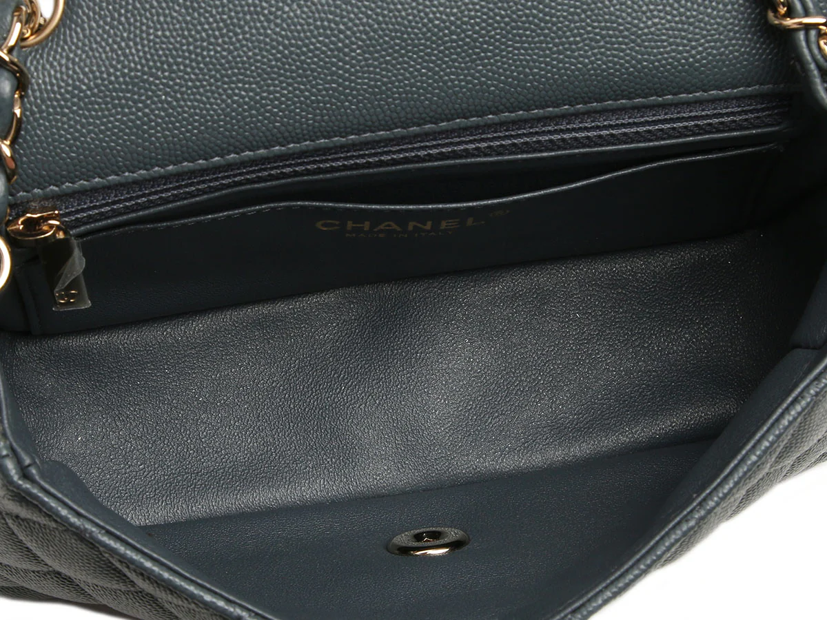 Chanel Mini Dark Gray Quilted Caviar Classic - Image 8