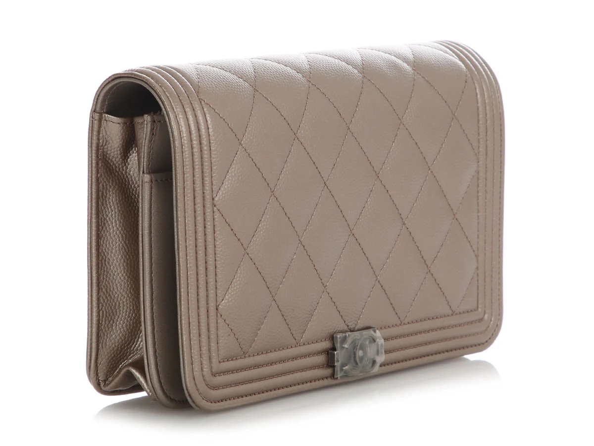 Chanel Bronze Quilted Caviar Boy Wallet on Chain WOC - Image 6