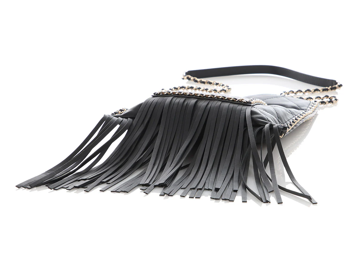 Chanel Small Black Calfskin Fringe Shopping Bag - Image 6