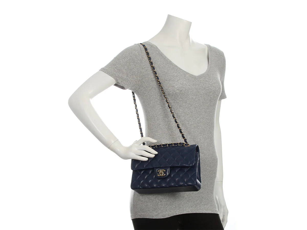 Chanel Small Navy Quilted Caviar Double Flap Classic - Image 10