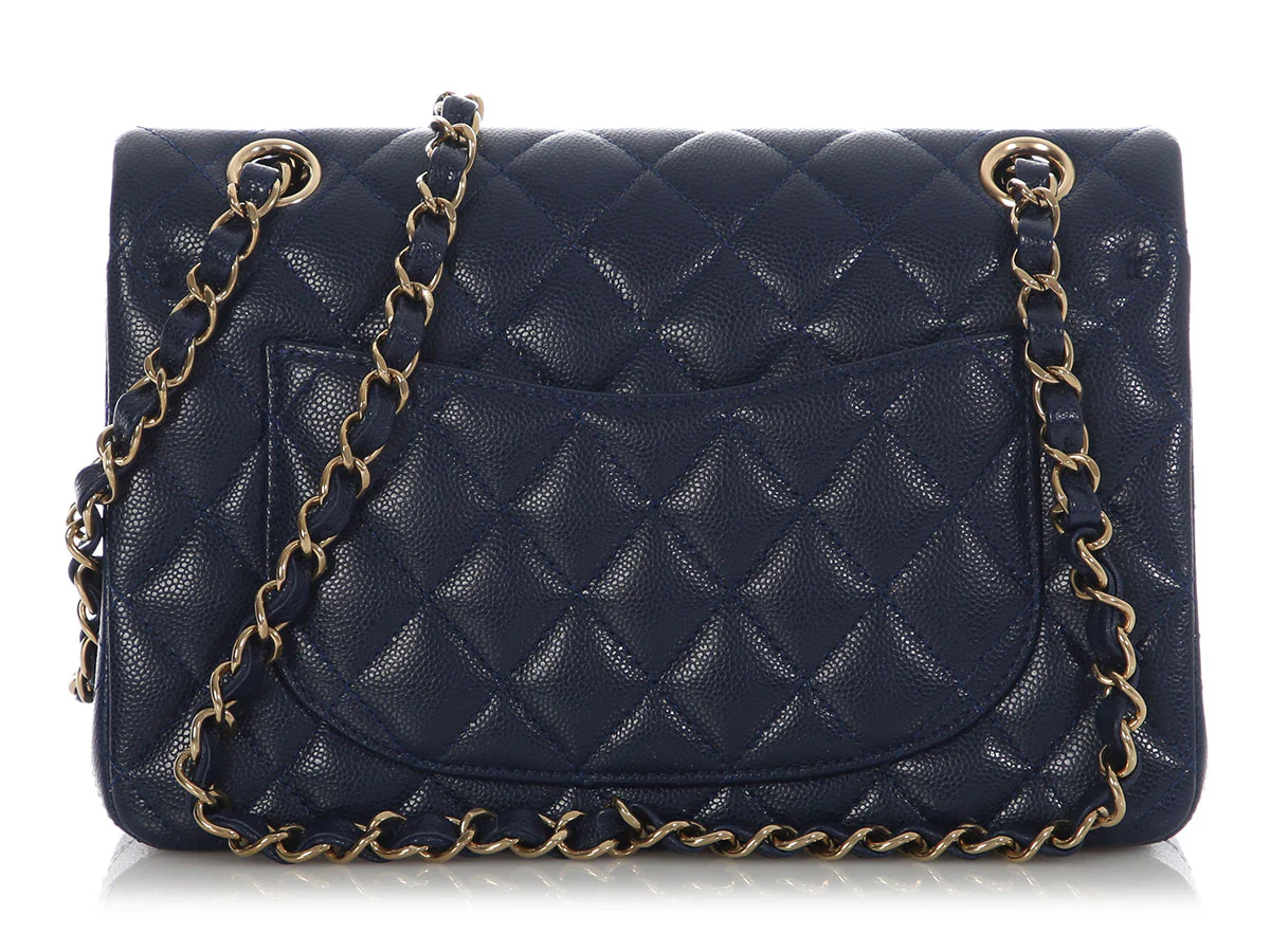 Chanel Small Navy Quilted Caviar Double Flap Classic - Image 5