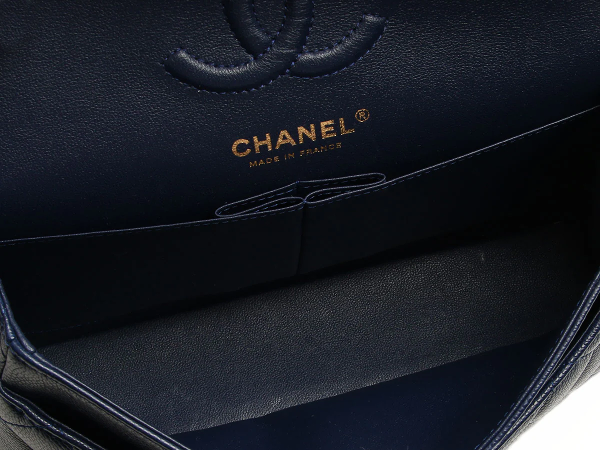 Chanel Small Navy Quilted Caviar Double Flap Classic - Image 9