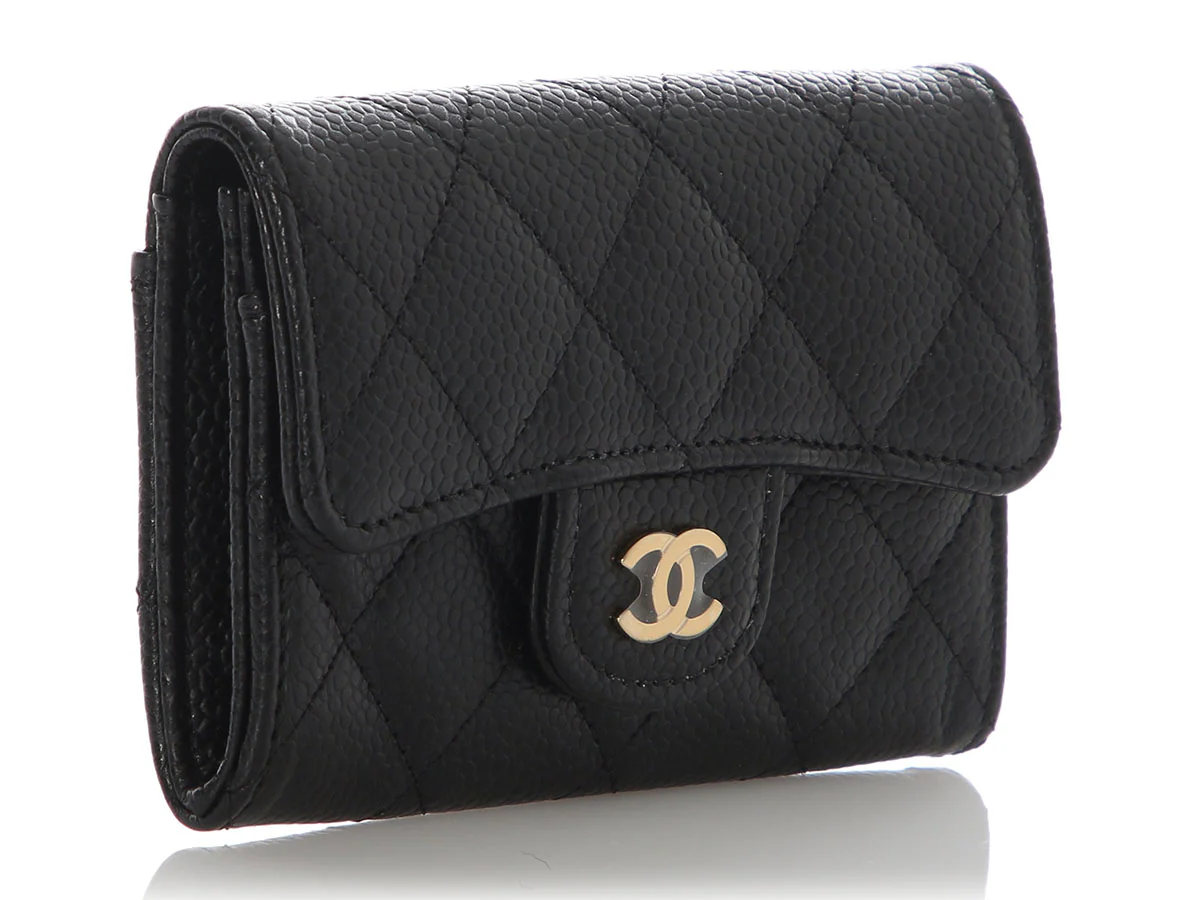 Chanel Black Quilted Caviar Flap Card Holder - Image 5