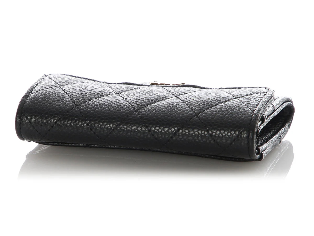 Chanel Black Quilted Caviar Flap Card Holder - Image 7