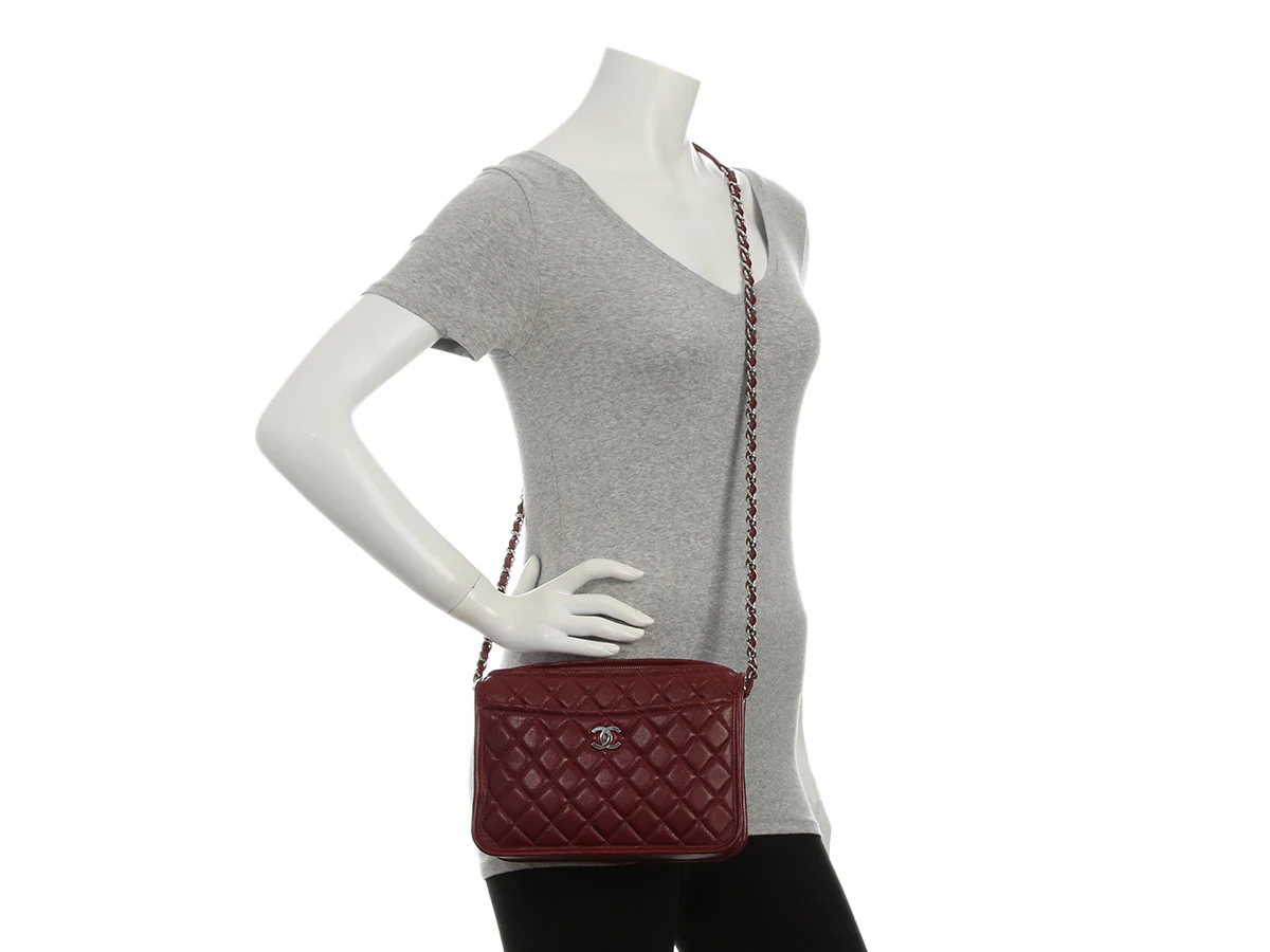 Chanel Small Burgundy Quilted Calfskin Camera Bag - Image 10