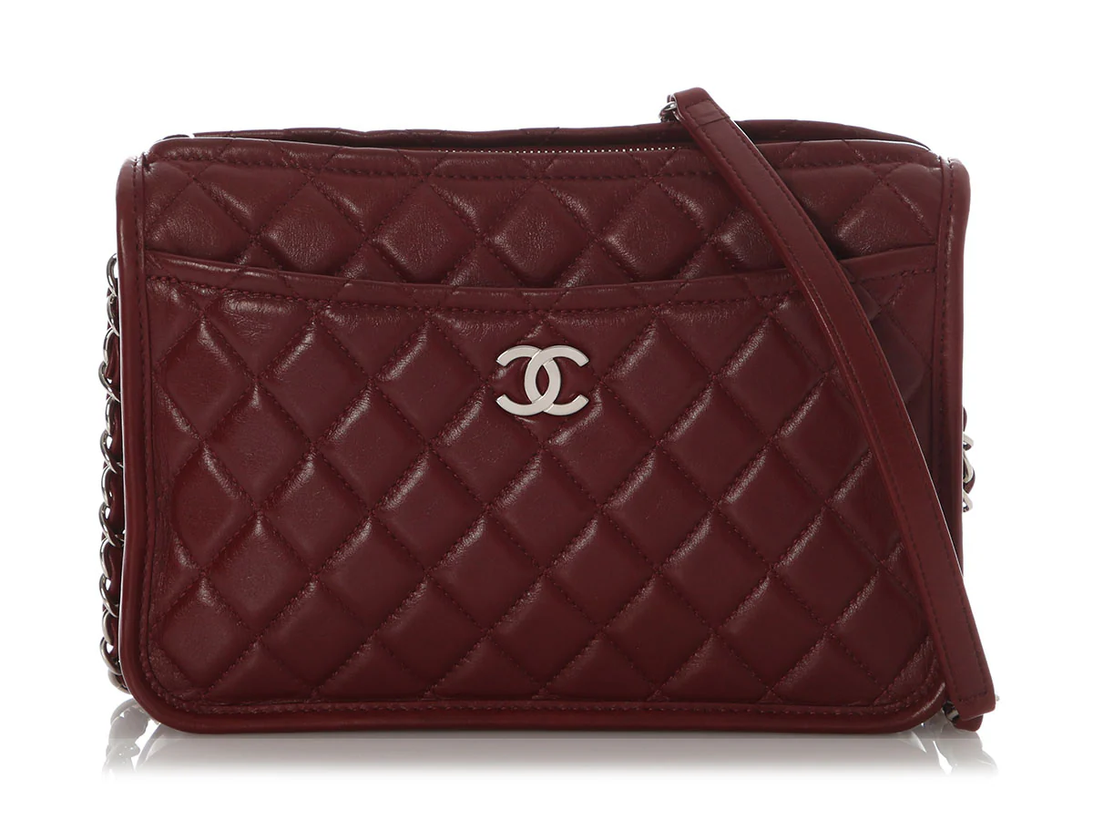 Chanel Small Burgundy Quilted Calfskin Camera Bag - Image 2