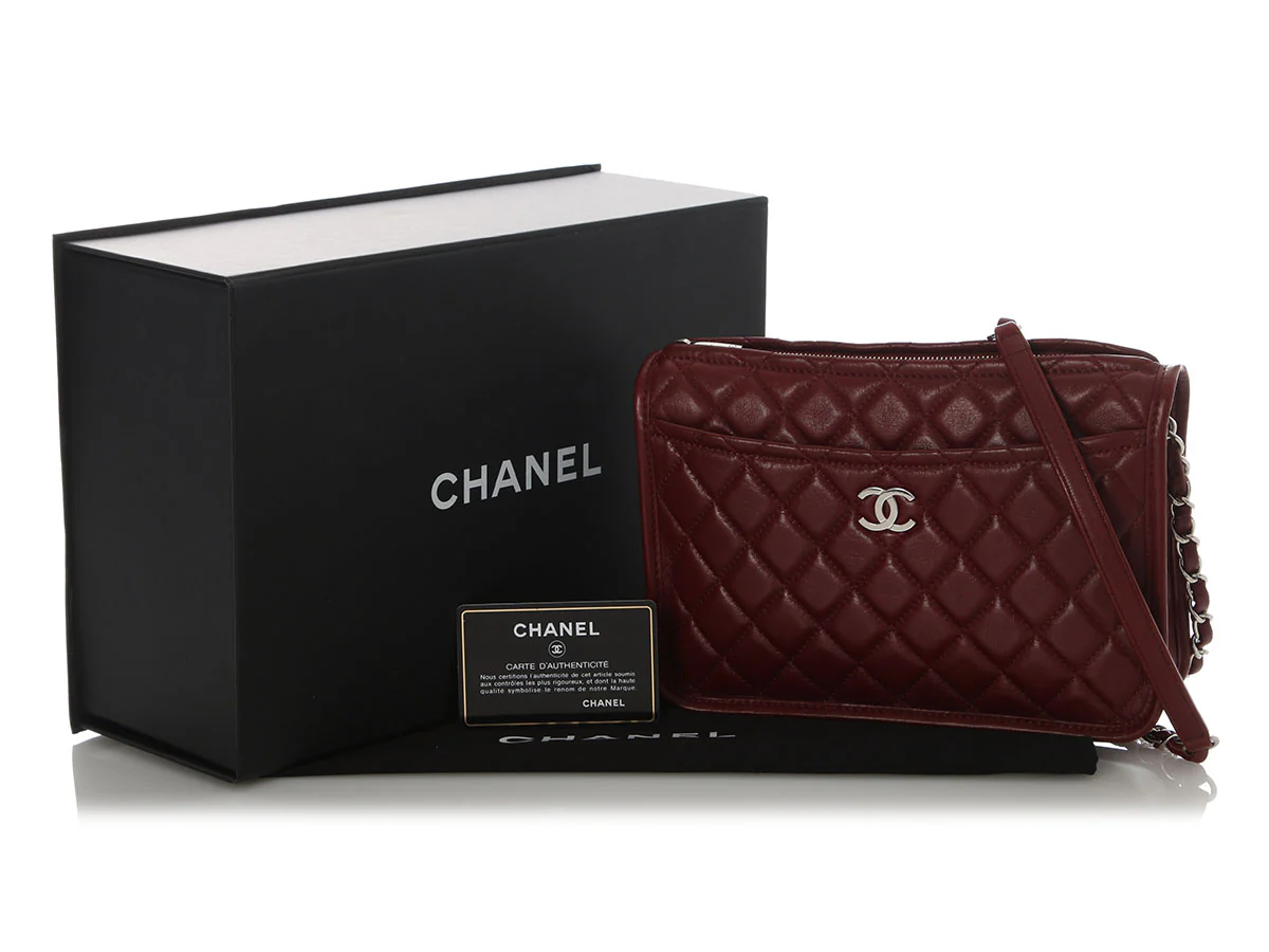 Chanel Small Burgundy Quilted Calfskin Camera Bag - Image 3