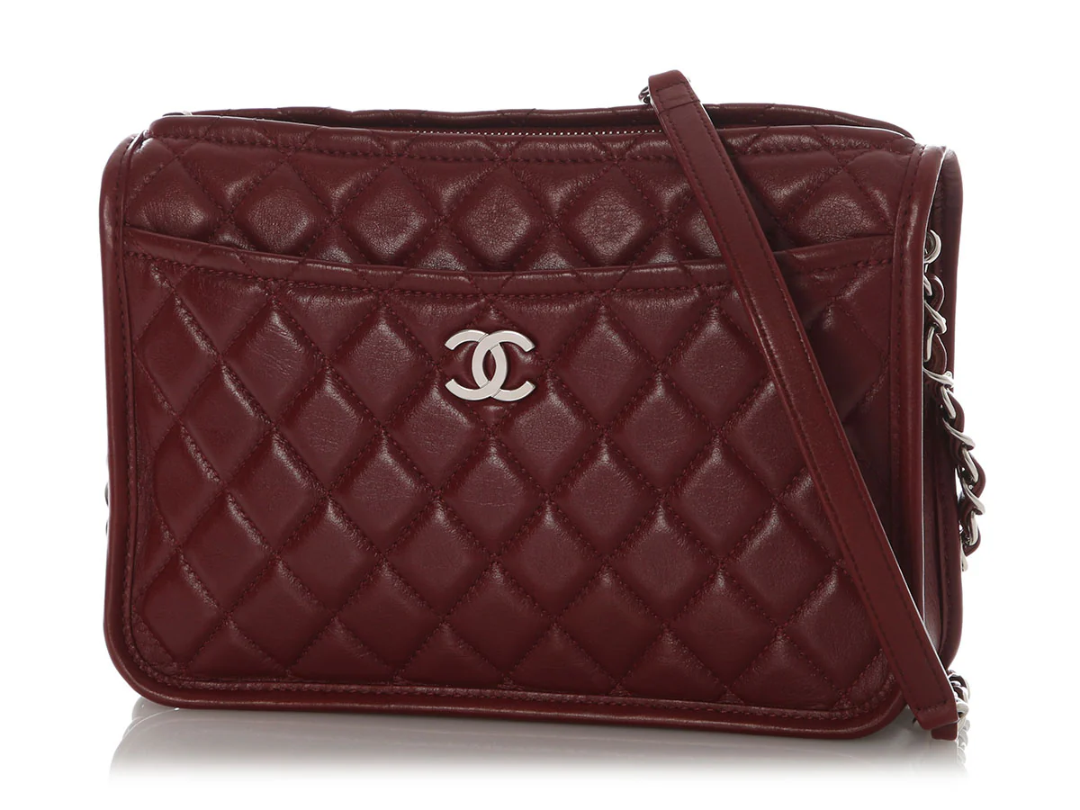 Chanel Small Burgundy Quilted Calfskin Camera Bag - Image 4