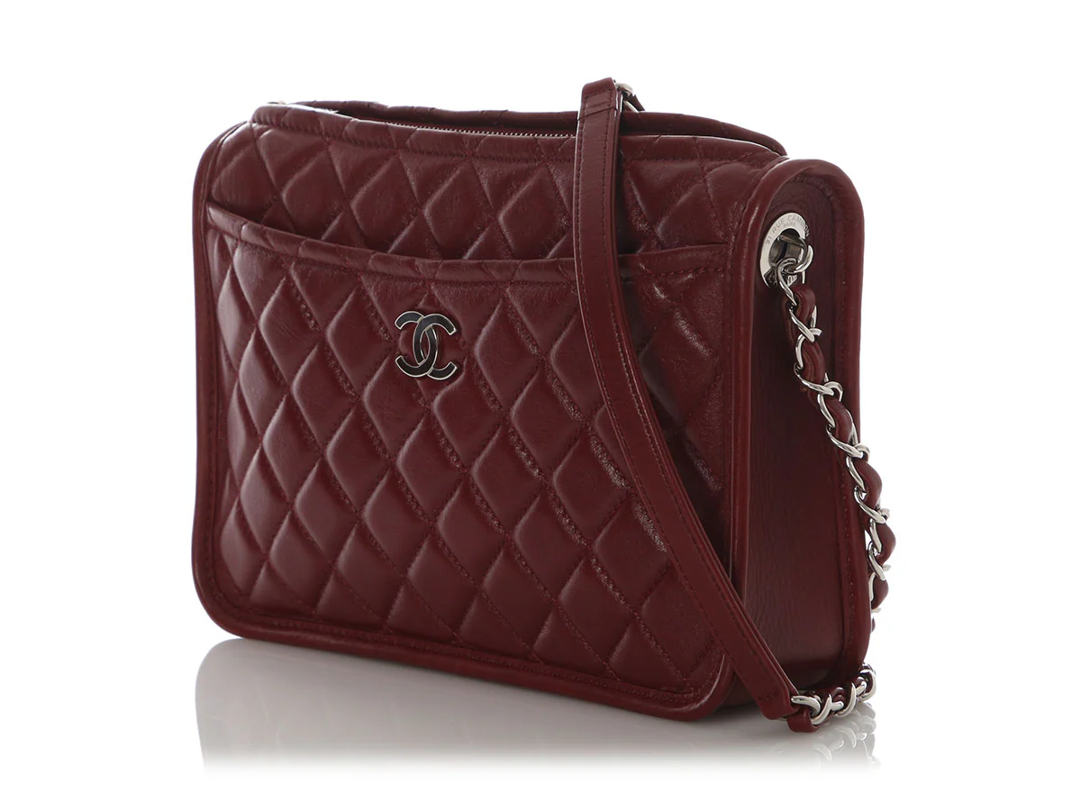 Chanel Small Burgundy Quilted Calfskin Camera Bag - Image 5