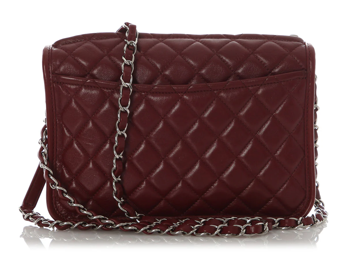 Chanel Small Burgundy Quilted Calfskin Camera Bag - Image 6