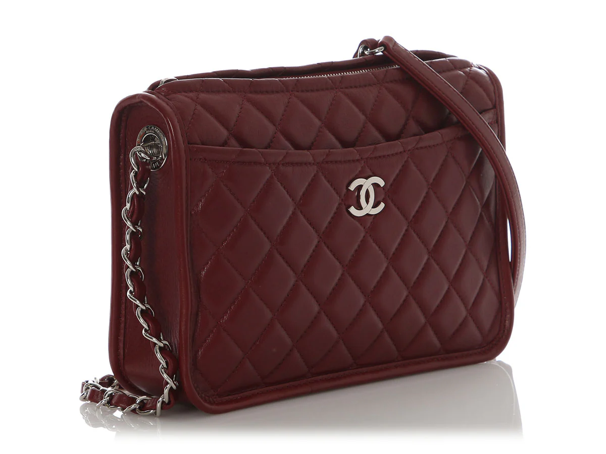 Chanel Small Burgundy Quilted Calfskin Camera Bag - Image 7