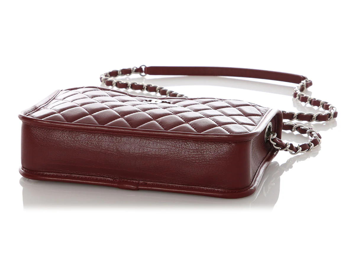 Chanel Small Burgundy Quilted Calfskin Camera Bag - Image 8