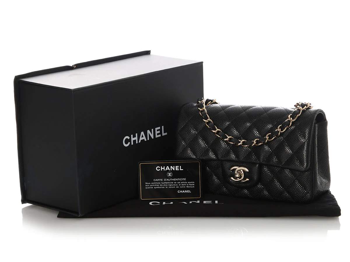 Chanel Mini Black Quilted Caviar Rectangular Classic - Image 2