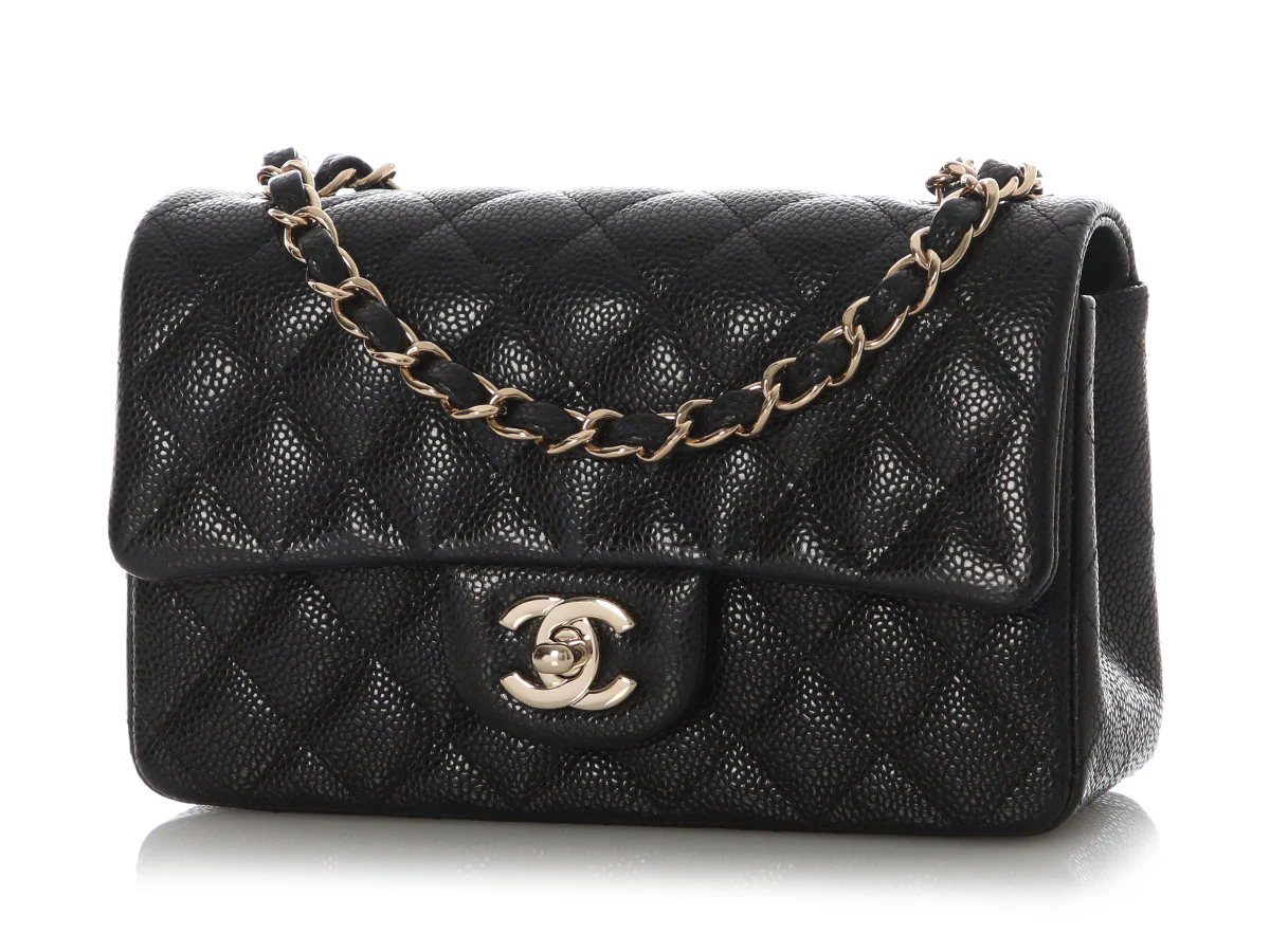 Chanel Mini Black Quilted Caviar Rectangular Classic - Image 3