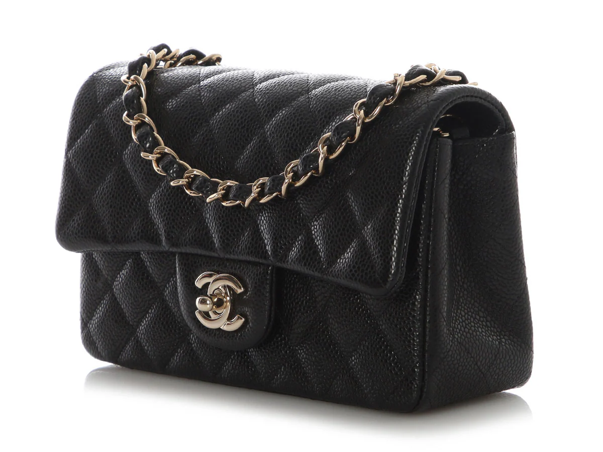 Chanel Mini Black Quilted Caviar Rectangular Classic - Image 4