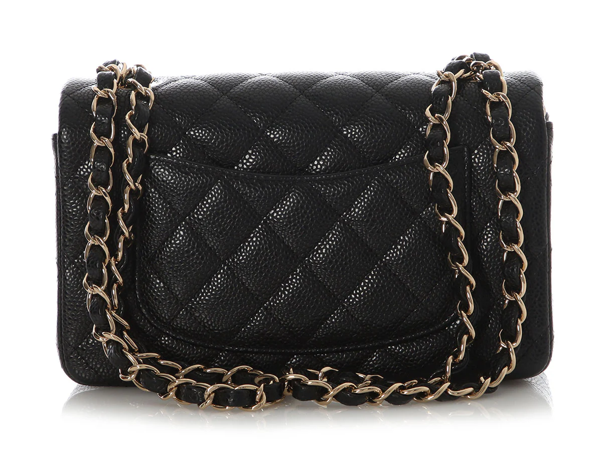Chanel Mini Black Quilted Caviar Rectangular Classic - Image 5