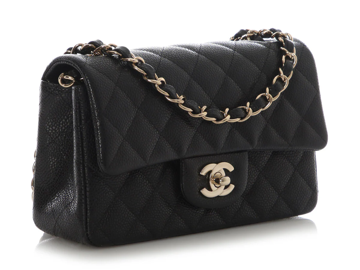 Chanel Mini Black Quilted Caviar Rectangular Classic - Image 6