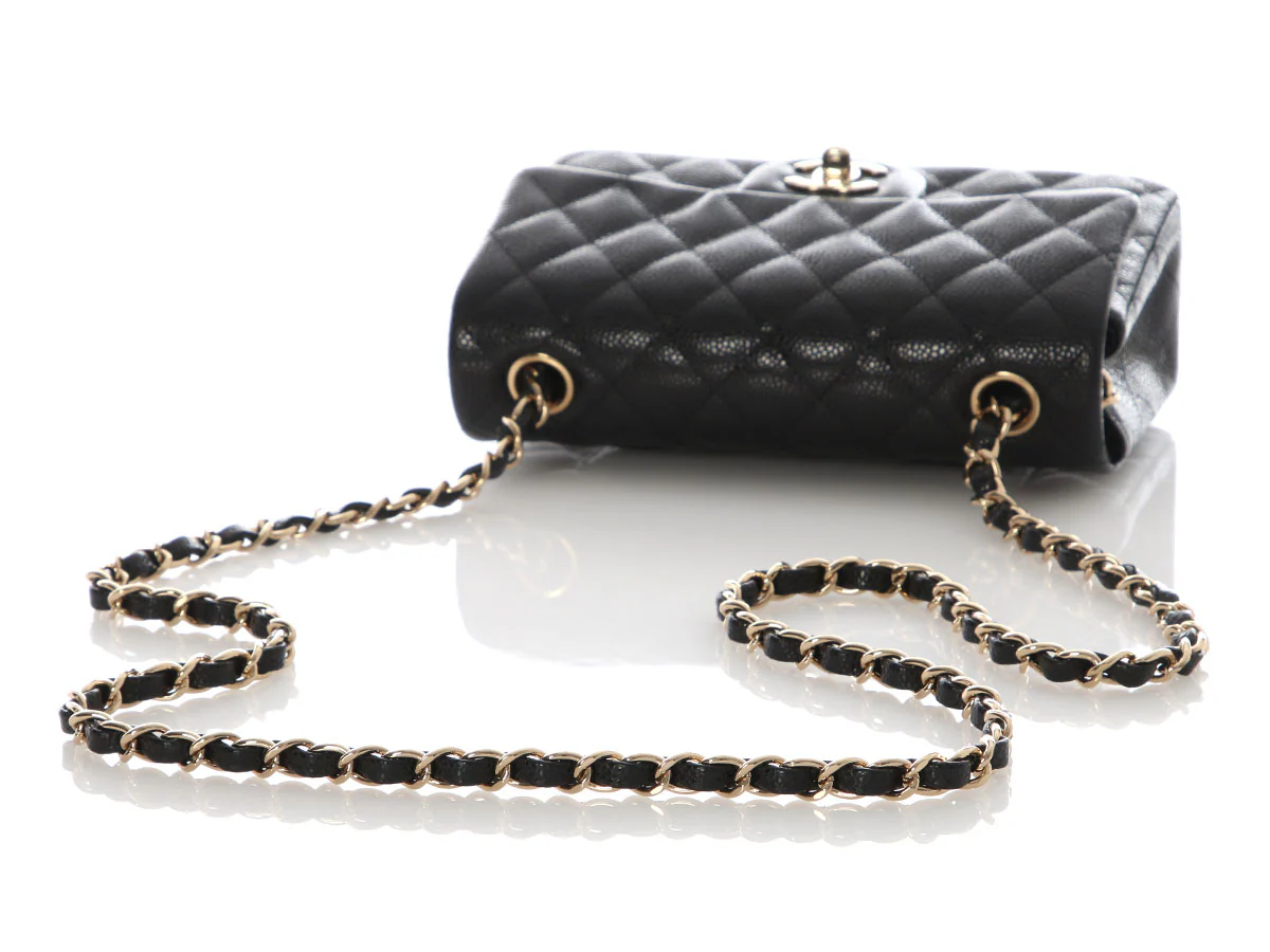 Chanel Mini Black Quilted Caviar Rectangular Classic - Image 8