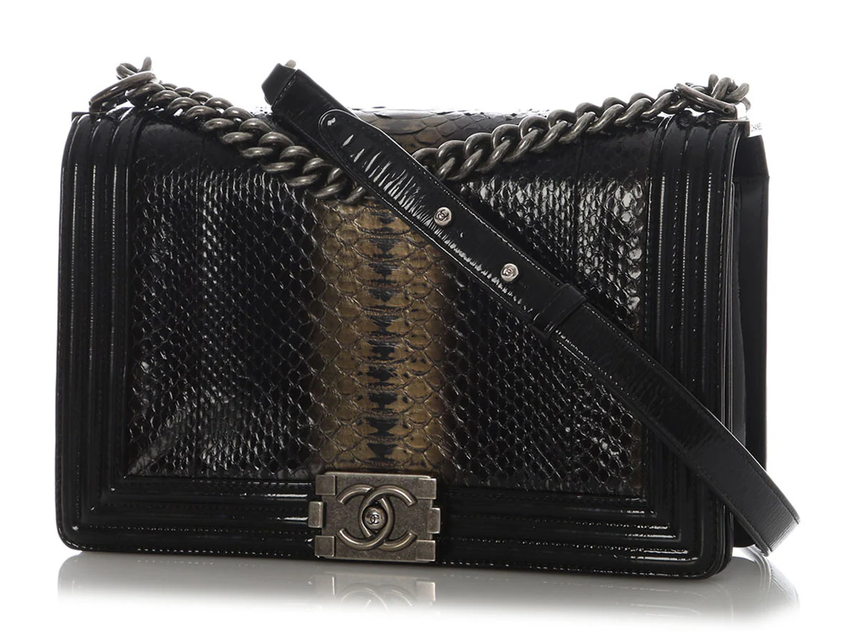 Chanel Large Black Ombre Python Boy Bag - Image 2