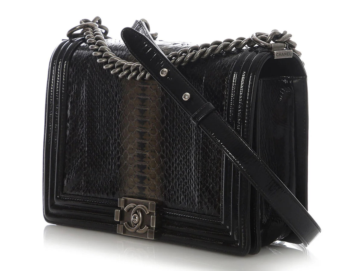 Chanel Large Black Ombre Python Boy Bag - Image 3