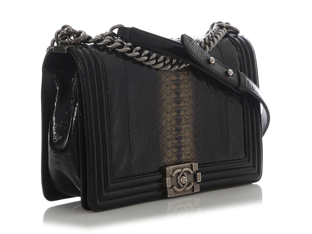 Chanel Large Black Ombre Python Boy Bag - Image 5