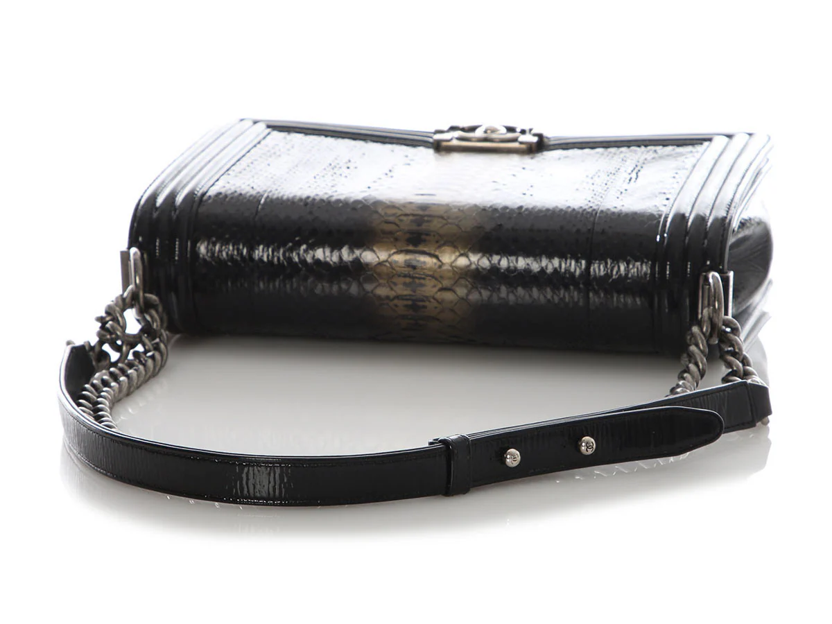 Chanel Large Black Ombre Python Boy Bag - Image 7
