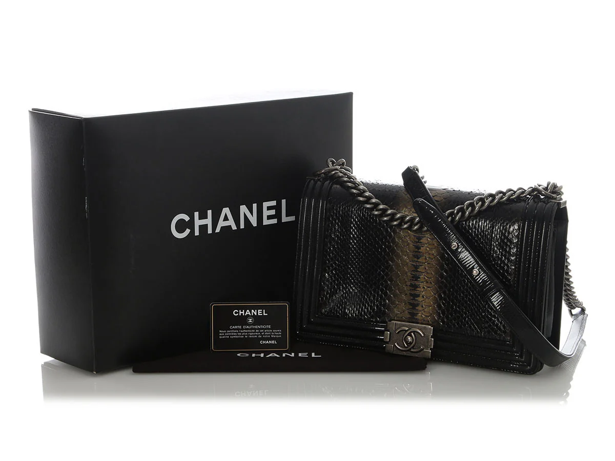 Chanel Large Black Ombre Python Boy Bag - Image 8
