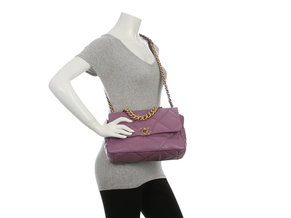 Chanel Large Purple Quilted Calfskin 19 Flap - Image 10