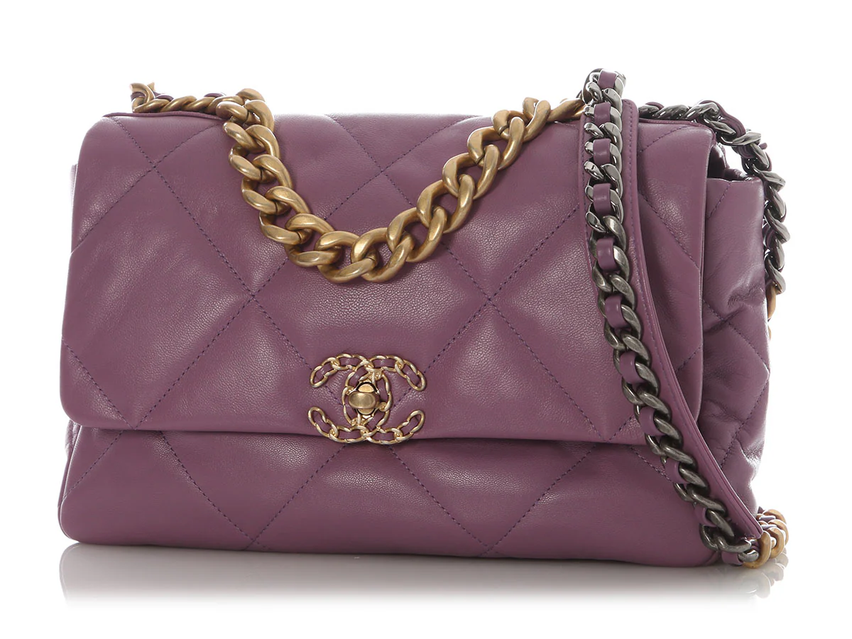 Chanel Large Purple Quilted Calfskin 19 Flap - Image 3