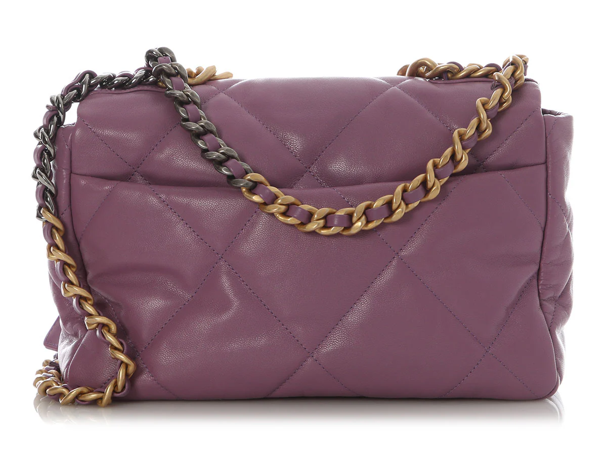Chanel Large Purple Quilted Calfskin 19 Flap - Image 5