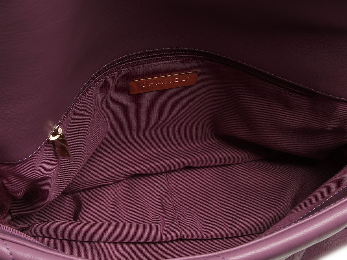 Chanel Large Purple Quilted Calfskin 19 Flap - Image 9