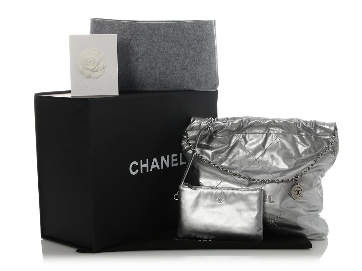 Chanel Medium Quilted Calfskin Silver 22 - Image 2