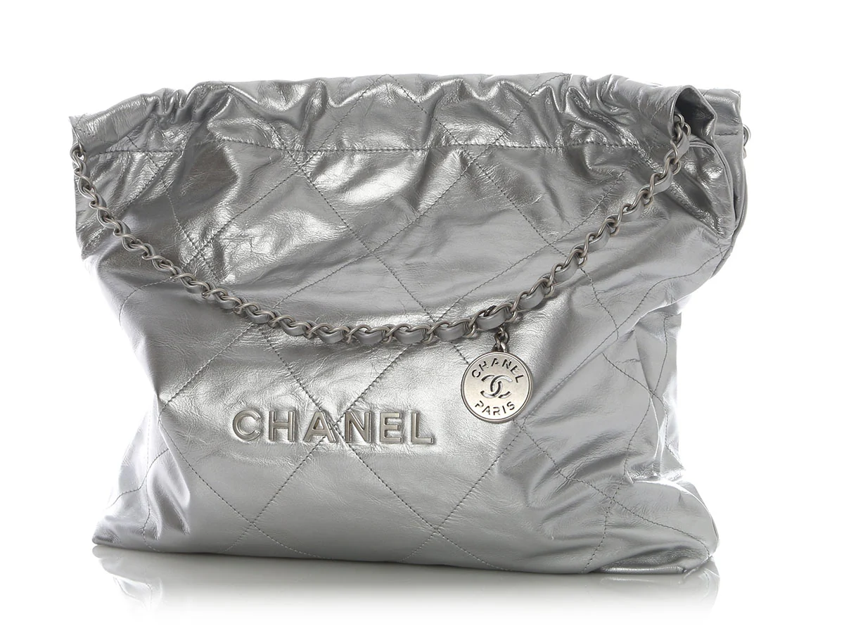 Chanel Medium Quilted Calfskin Silver 22 - Image 3
