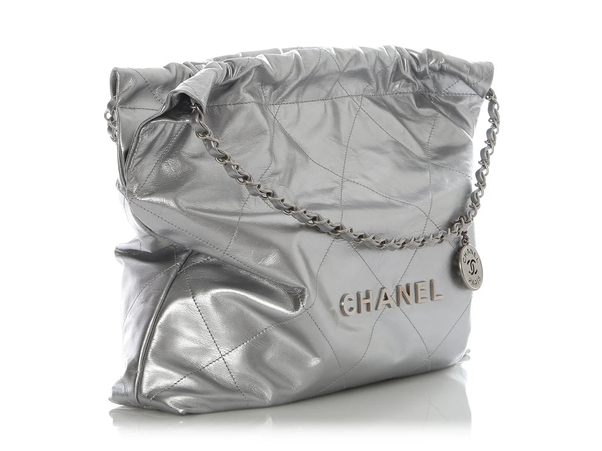 Chanel Medium Quilted Calfskin Silver 22 - Image 6