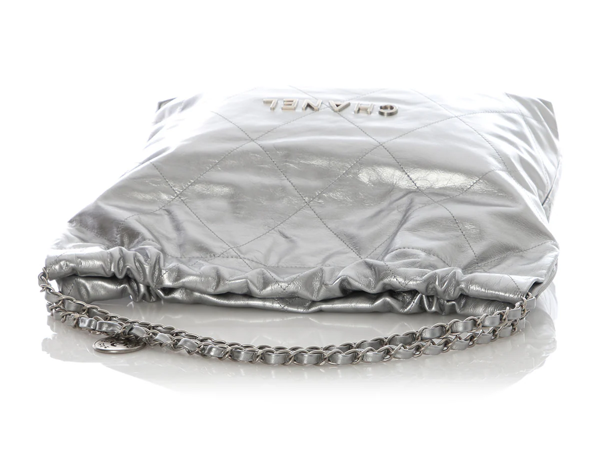 Chanel Medium Quilted Calfskin Silver 22 - Image 8