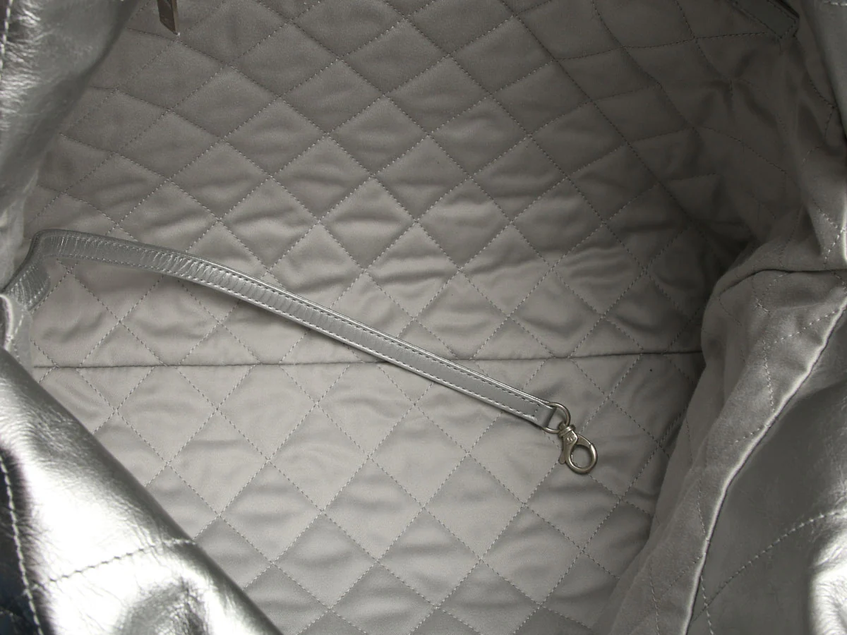 Chanel Medium Quilted Calfskin Silver 22 - Image 9