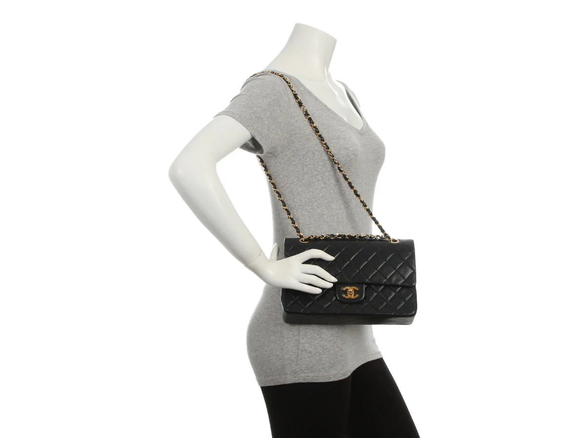Chanel Vintage Medium Black Quilted Lambskin Classic Double Flap - Image 10