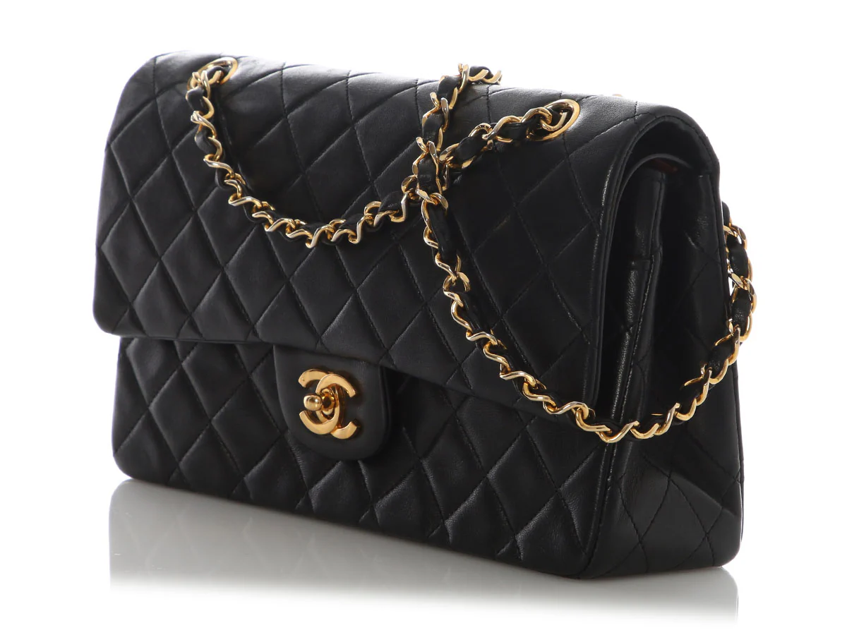 Chanel Vintage Medium Black Quilted Lambskin Classic Double Flap - Image 3