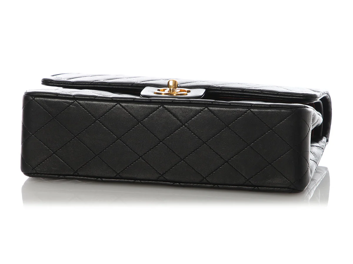 Chanel Vintage Medium Black Quilted Lambskin Classic Double Flap - Image 6