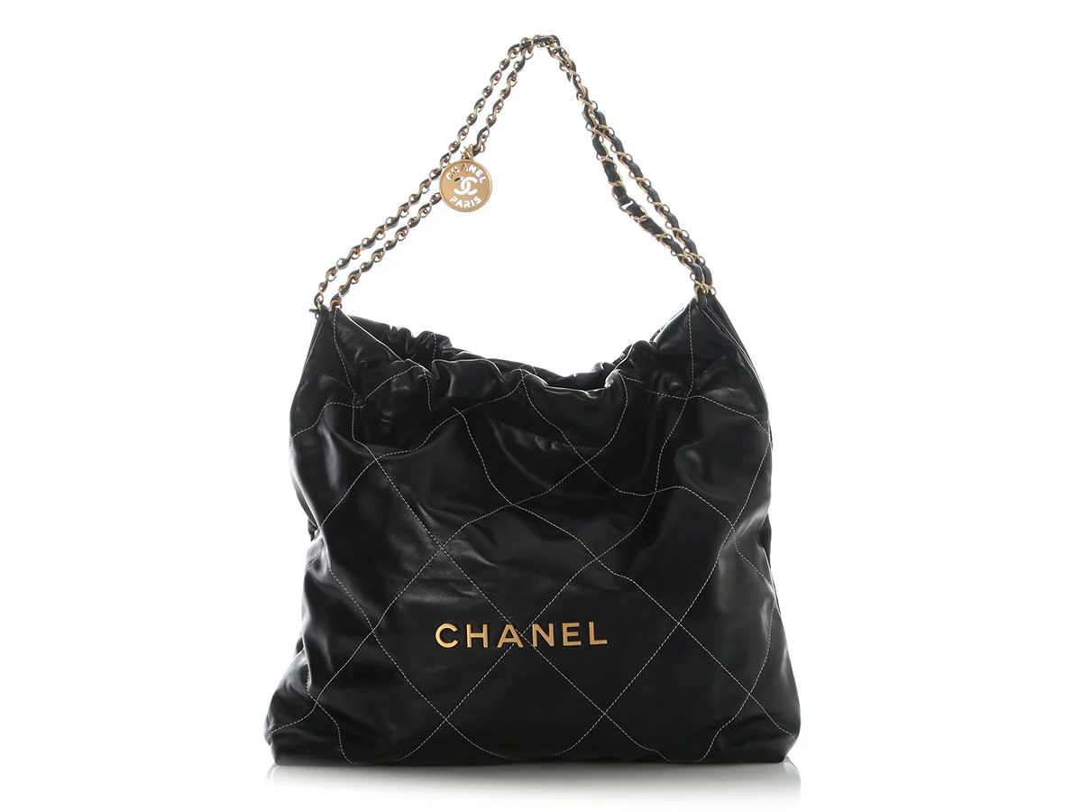 Chanel Medium Black Quilted Shiny Calfskin 22