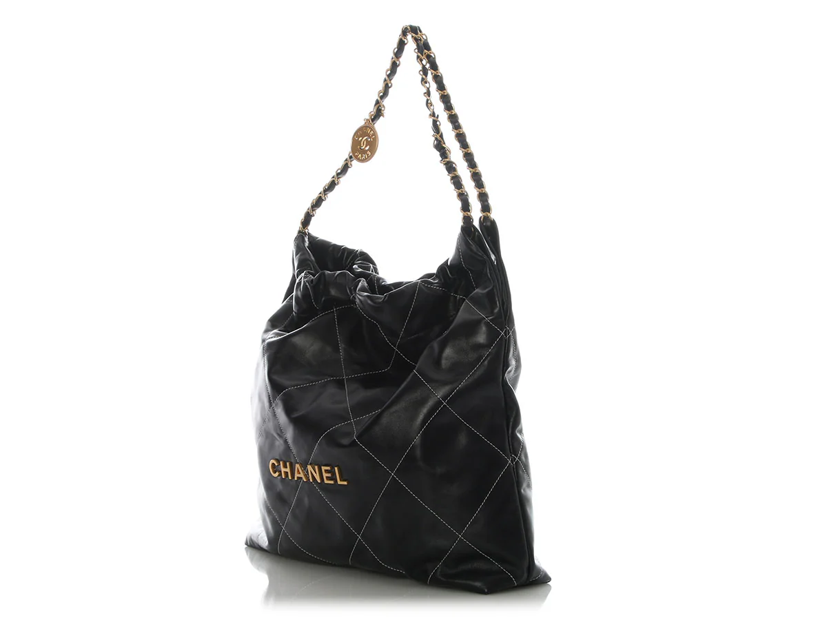 Chanel Medium Black Quilted Shiny Calfskin 22 - Image 3