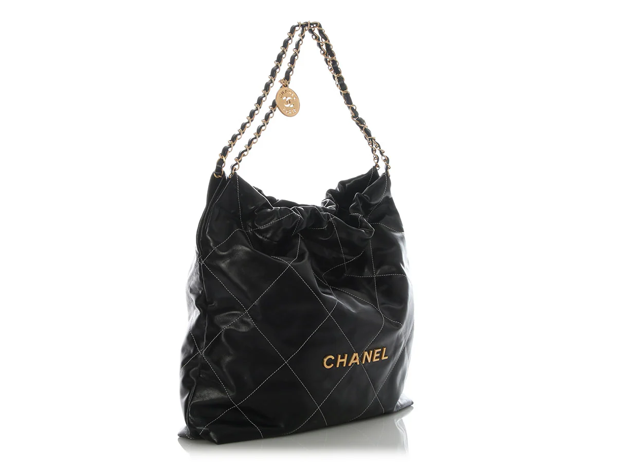 Chanel Medium Black Quilted Shiny Calfskin 22 - Image 5