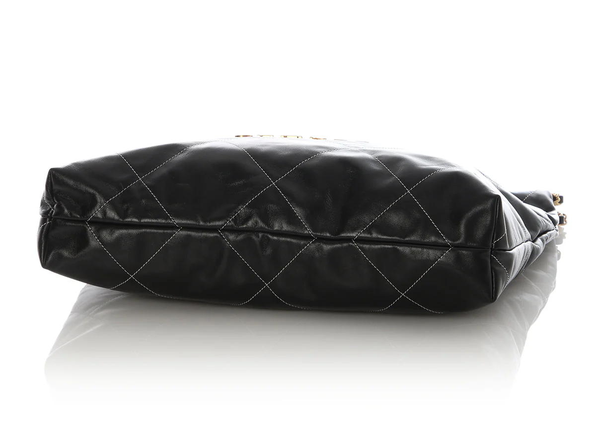 Chanel Medium Black Quilted Shiny Calfskin 22 - Image 6