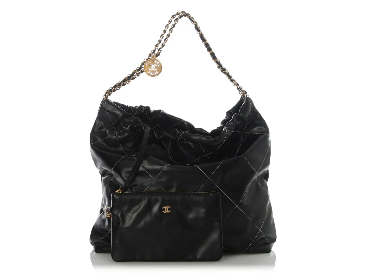 Chanel Medium Black Quilted Shiny Calfskin 22 - Image 8